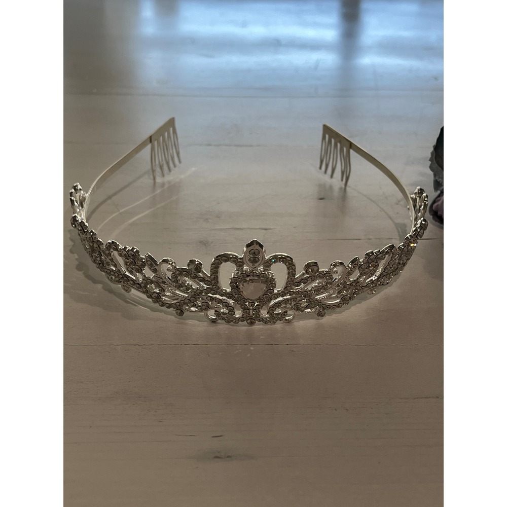 Silver tone Rhinestone Tiara Crown Headband‎ Hair Comb Wedding Bridal Princess